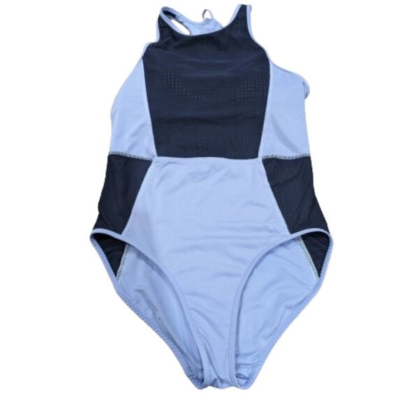 Athleta Cross Train One Piece Swimsuit S Blue zipper back - Picture 1 of 6